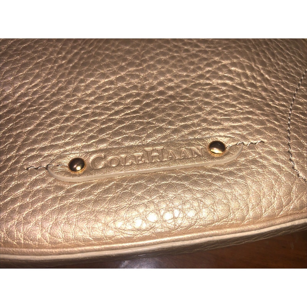 Cole Haan Village H05 Satchel Handbag Gold Pebble Leather - Picture 4 of 7